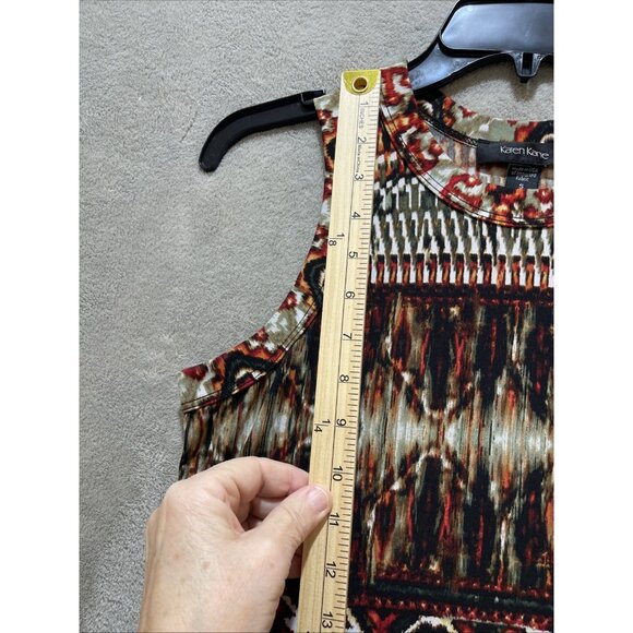 Karen Kane Multi-color Stretch Jersey Sleeveless Border Print Dress Women Sz Sm - Picture 6 of 16